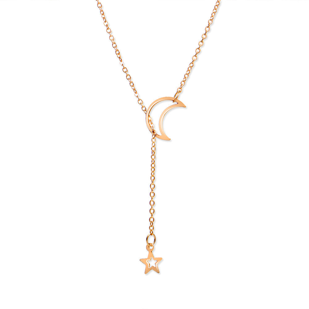 hot-saling fashion new big star moon alloy pendant necklace