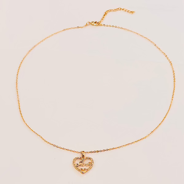 14K Gold-Plated Heart and Crystal Necklace – A Charming Statement of Elegance