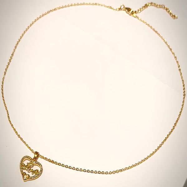 14K Gold-Plated Heart and Crystal Necklace – A Charming Statement of Elegance