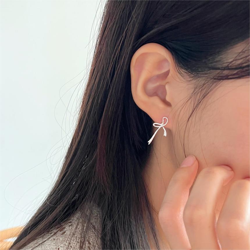 1 Pair 925 Sterling Silver Bow Knot Ear Studs