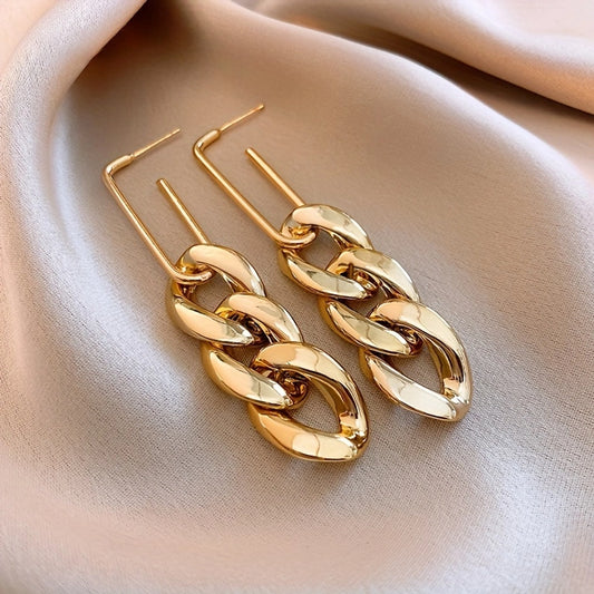 1 Pair Elegant Streetwear chain Alloy Drop Earrings