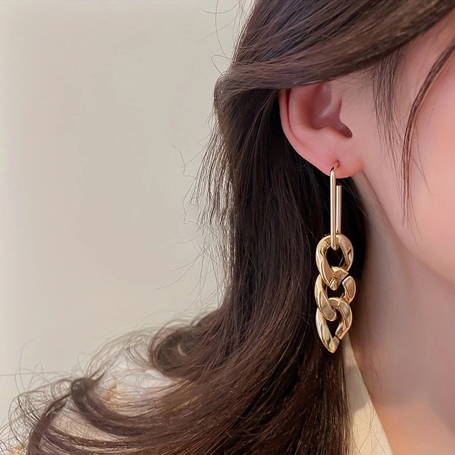 1 Pair Elegant Streetwear chain Alloy Drop Earrings