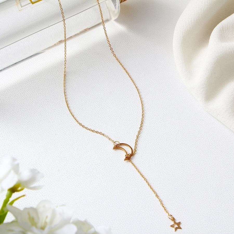 hot-saling fashion new big star moon alloy pendant necklace