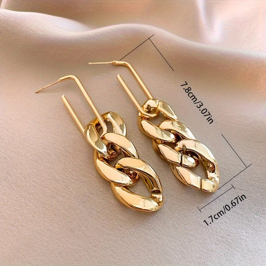 1 Pair Elegant Streetwear chain Alloy Drop Earrings