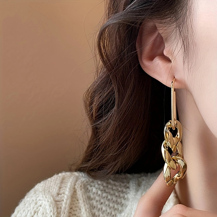 1 Pair Elegant Streetwear chain Alloy Drop Earrings